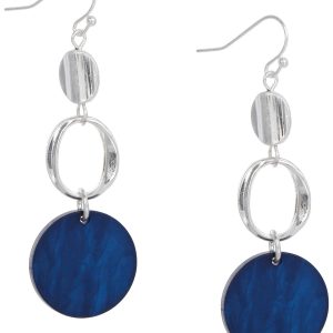 Bay Studio 2.5 in Drop Silver Blue Dangle Earrings