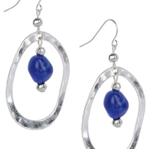 Bay Studio 2.5 in Drop Silver Blue Dangle Earrings