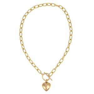 Dauplaise Jewelry Open Link Puffy Heart Necklace