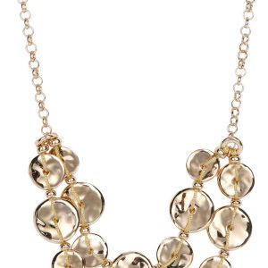 Napier 18 in Gold Disc Multi-Row Statement Necklace