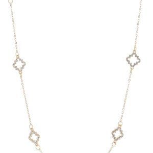 Bay Studio Gold Tone Crystal Clover Necklace