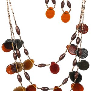 Bay Studio 3-Row Paddle Bead Necklace & Drop Earrings Set