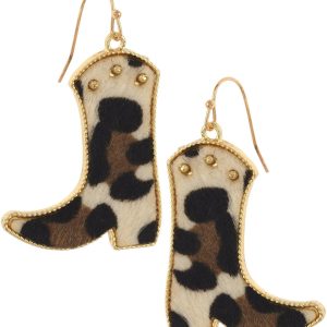 Bay Studio Leopard Print Cowboy Boot Earrings