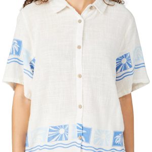 Ocean Drive Juniors Coastal Gauze Short Sleeve Top