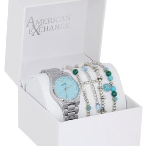 American Exchange Womens Silver Boxed Watch Set