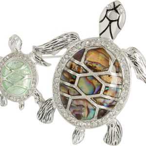 Napier Crystal Pave Dual Sea Turtle Pin