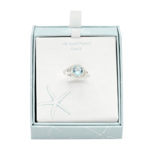 Ocean Treasures Boxed Crystal CZ Halo Band Ring