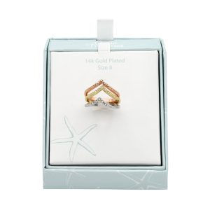 Ocean Treasures Boxed 3-Tone Triple Band Ring