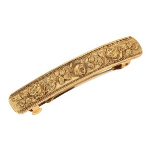 1928 Jewelry 14K Gold Dipped Roses Hair Barrette