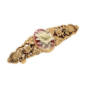 1928 Jewelry Crowned Princess Floral Cameo Hair Barrette
