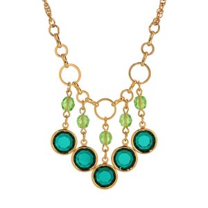 1928 Jewelry Gold Tone Green Crystal Necklace