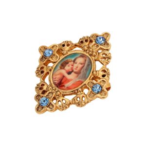 Symbols of Faith Gold Tone Mary & Child Decal Pin