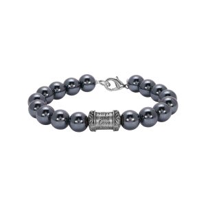 Symbols of Faith Glass Black Pearl & Prayer Bead Bracelet