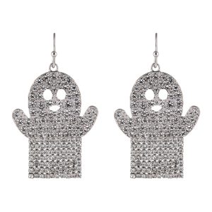 UNCAS Ghost Rhinestone Halloween Earrings