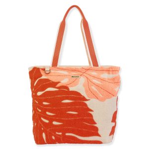 Sun N' Sand Coral Leaves Beach Tote Bag