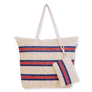 Sun N' Sand Paper Straw Shoulder Beach Tote Bag