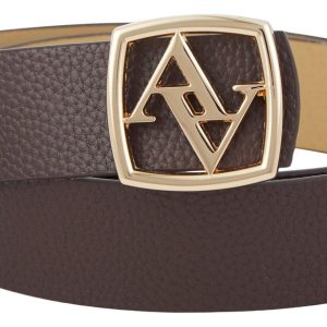 Adrienne Vittadini Womens Brown Logo Belt