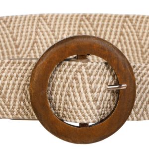 Vince Camuto Womens Woonde Buckle Raffia Stretch Belt