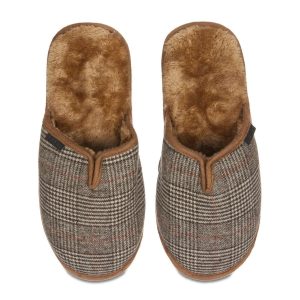 Me Moi Mens Glen Plaid Plush Slippers