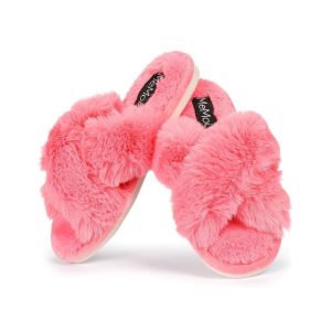 Me Moi Womens Beverly Faux Fur Memory Foam Plush Slipper