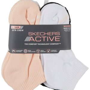 Skechers Womens 6 Pk. Quarter Crew Cut Socks