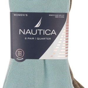 Nautica Womens 6 Pk Athletic Quarter Socks