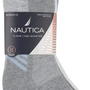 Nautica Womens 6 Pk Athletic High Quarter Socks