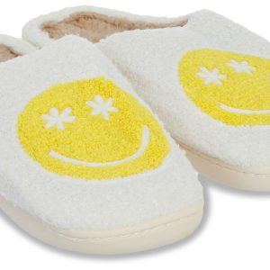 Katy Did Womens Daisy Eye Happy Face Slippers