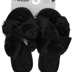 Isotoner Womens Bettie Velour Cross Slippers