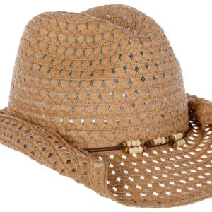Womens Straw Braid & Beaded Cowboy Hat