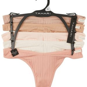Tahari Womens 5 Pk Seamless Ribbed Thongs