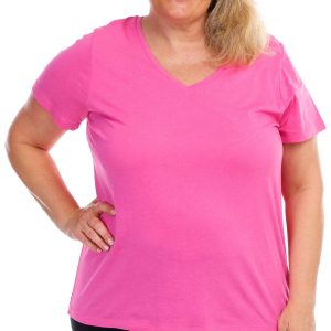 Hue Plus Solid Short Sleeve V-Neck Sleep Tee