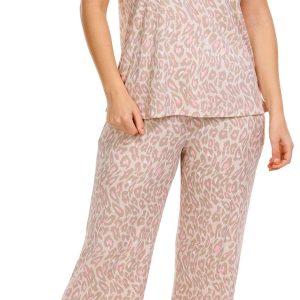Jaclyn Womens 2 Pc Leopard Print Pajama Pants Set