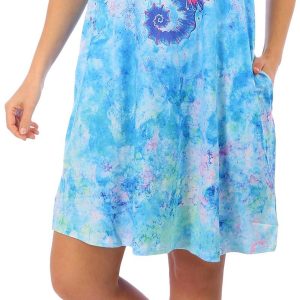 Art & Sol Sleepwear Womens Seahorse Sleeveless Pocket Dress