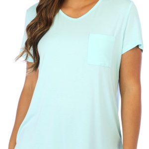 Coral Bay Womens Solid V-Neck Sleep Tee