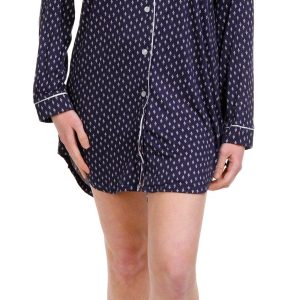 Nine West Womens Buttoned Long Sleeve Sleepshirt