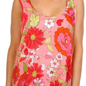 Kensie Womens Back Floral Pajama Tank Top