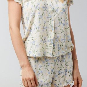 Laura Ashley Womens 2 Pc V-Neck Pajama Shorts Set