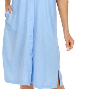 Jasmine Rose Womens 42 in. Snap Button Short Sleeve Robe