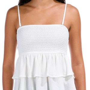 Madden Girl Juniors Smocked Tube Top with Ruffles