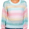 Madden Girl Juniors Pastel Stripe Open Weave Sweater