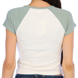 Pink Rose Juniors Ribbed Raglan Short Sleeve Top