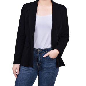 NY Collection Womens Long Sleeve Scuba Crepe Jacket