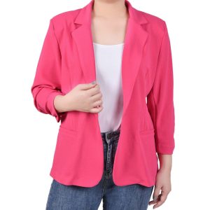 NY Collection Womens 3/4 Sleeve Scuba Crepe Jacket