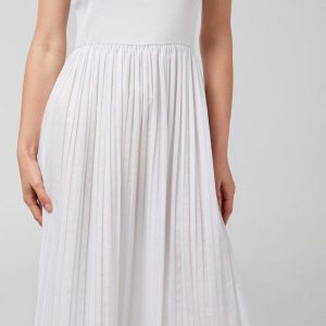 Ellen Tracy Womens Sleeveless Ruffle Midi Dress