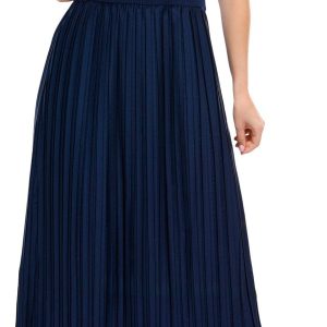 Ellen Tracy Womens Sleeveless Ruffle Pleated Midi Dress