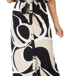 DKNY Womens Short Sleeve Button Down Dress