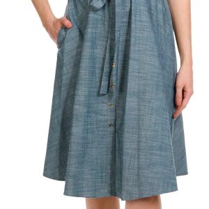 Sharagano Women's Midi Button Down Shirt Dress