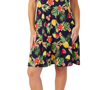 Allison Brittney Womens Sleeveless Print Dress