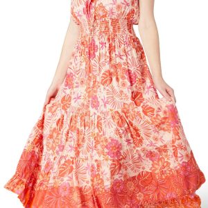 Sky & Sand Womens Sleeveless Tiered Print Maxi Dress